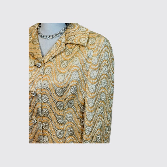 Vintage 1960s Lillie Rubin Gold Tapestry Tunic & Matching Jacket - size 10 - Picture 8 of 11